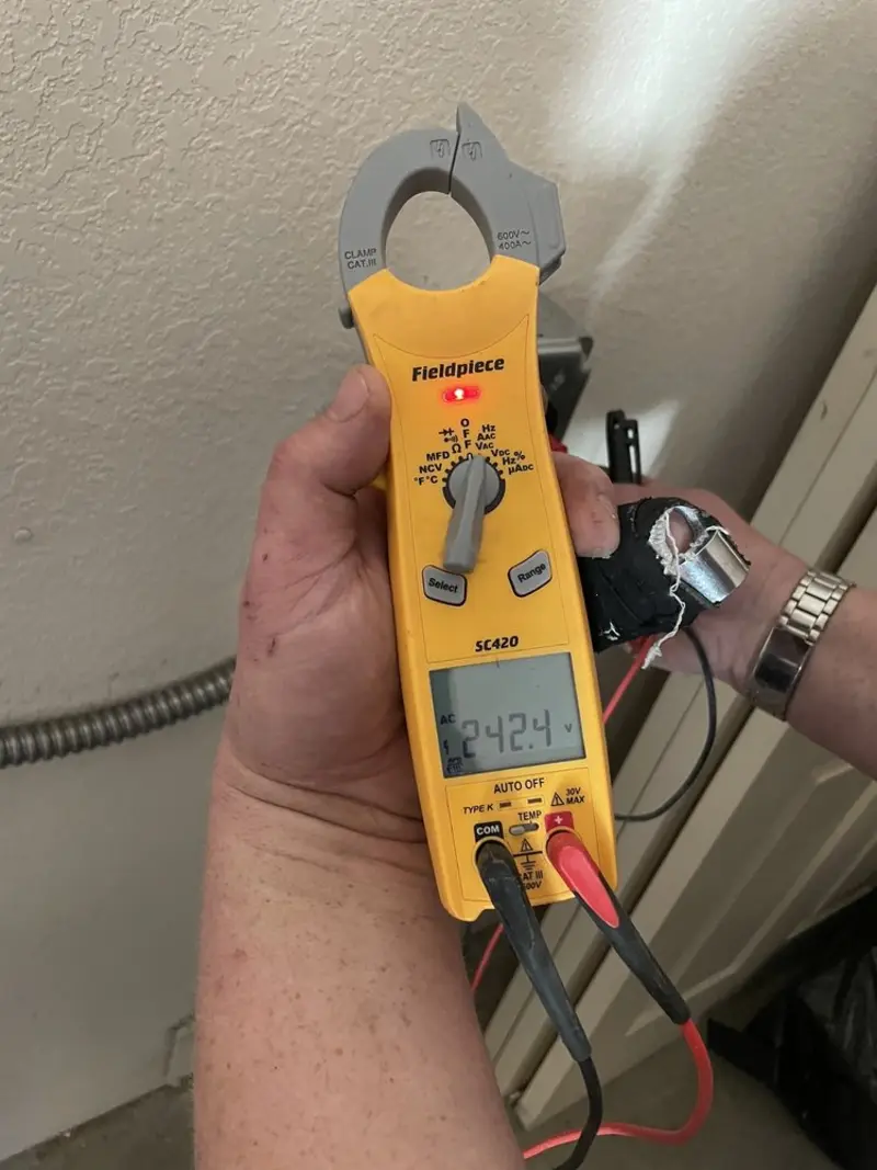 Voltage testing with clamp meter during Generator Installation in Cerritos